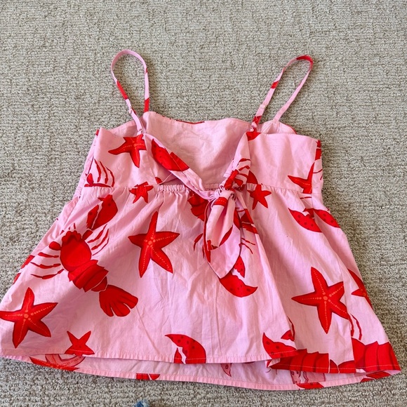 NWT J Crew Factory Tie Back Babydoll Fun Print Tank Top 8 - Picture 5 of 5